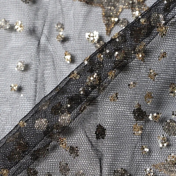 Black Sheer Star Tulle The Lunan Glam Tunic Top - Picture 12 of 13